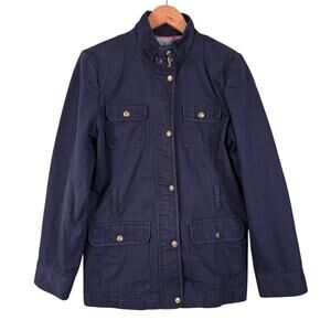 Banana Republic Women's Large Lined Elbow Patch Zip Snap Belted Military Jacket